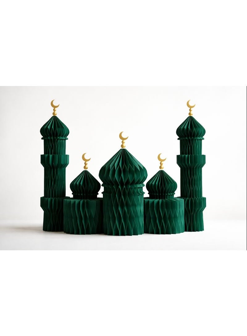 Green Honeycomb Mosque Decor Set Ramadan & Eid Islamic Table Decoration - Image 1